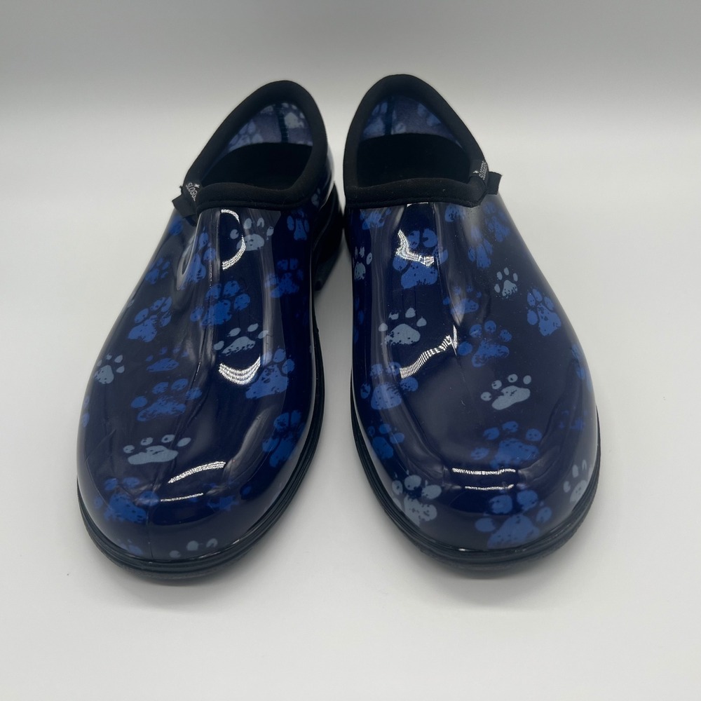 Sloggers Blue Paw Print Waterproof Garden Shoes Rain Boots Womens 9 Made in USA